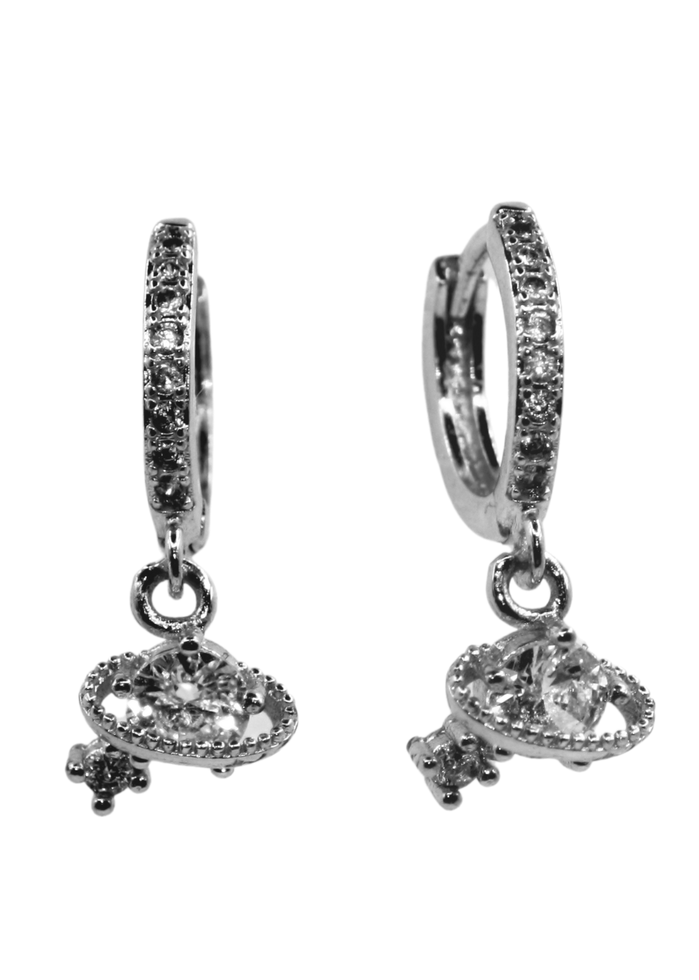 Saturn Silver Huggie Earrings