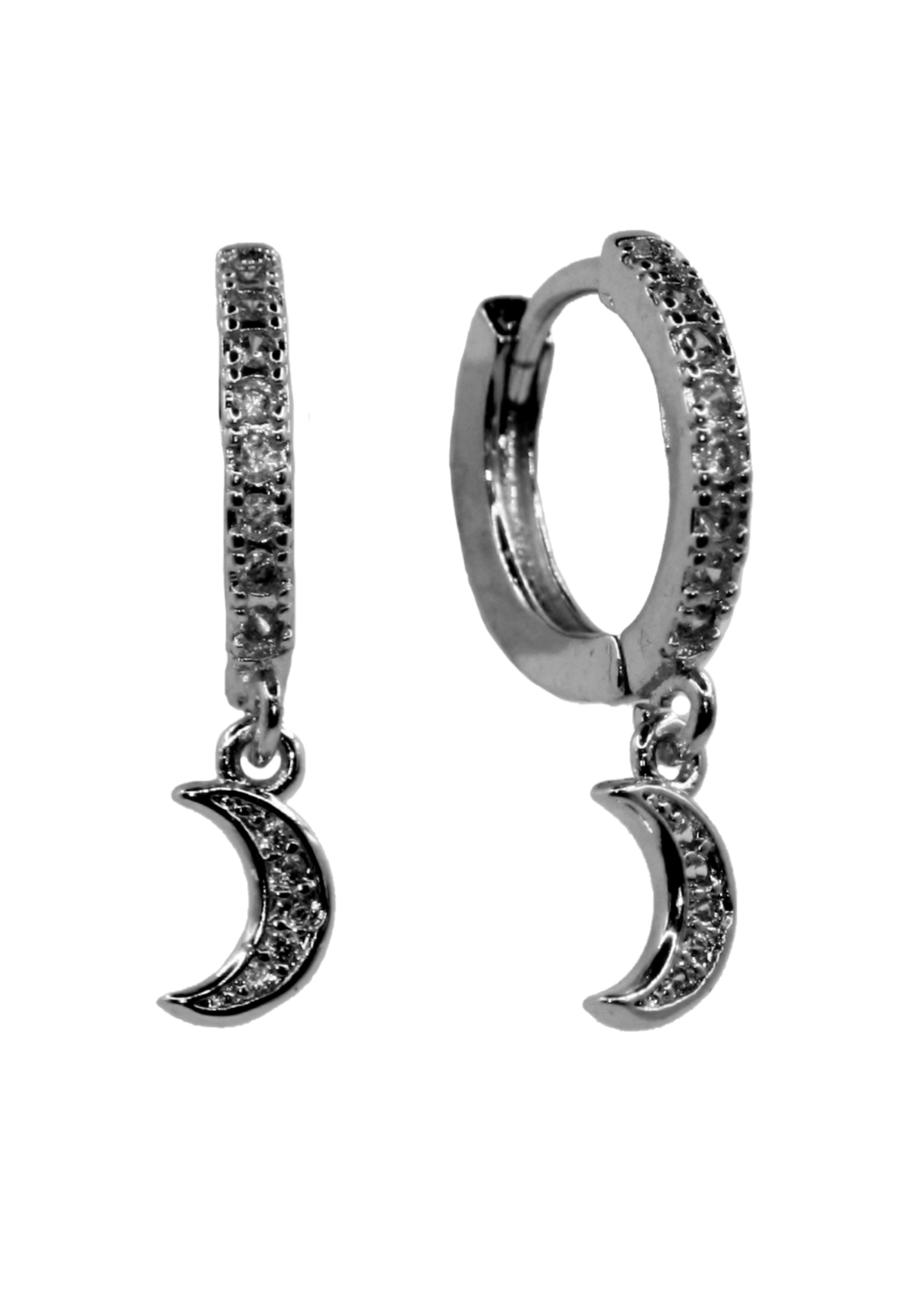 Luna Silver Huggie Earrings